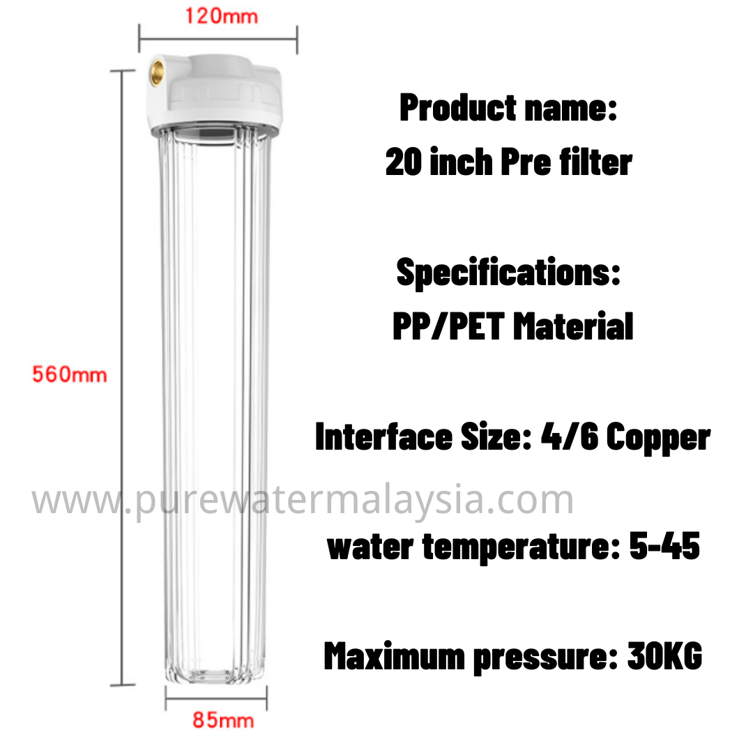 Pre Water Filter Filtration System 20“inchi Transparent Housing - Image 2