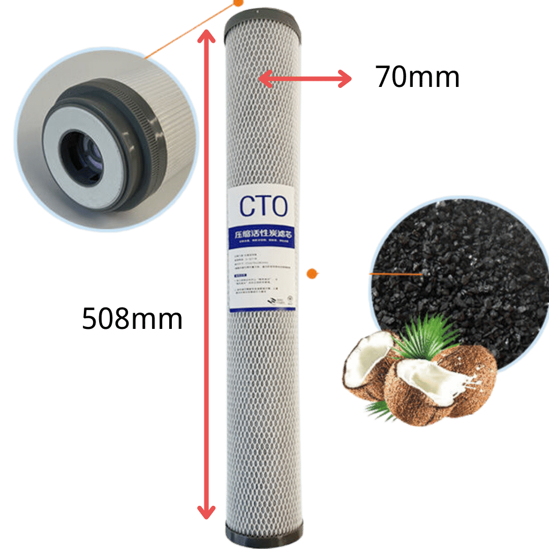 CTO Carbon Block 20 inch Filter Cartridges (Black) - Image 2