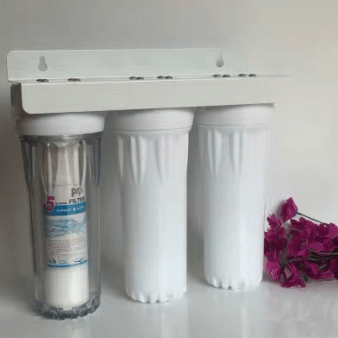 Triple Housing Water Filter 10″inchi Pre Filter (Transparent White) - Image 5