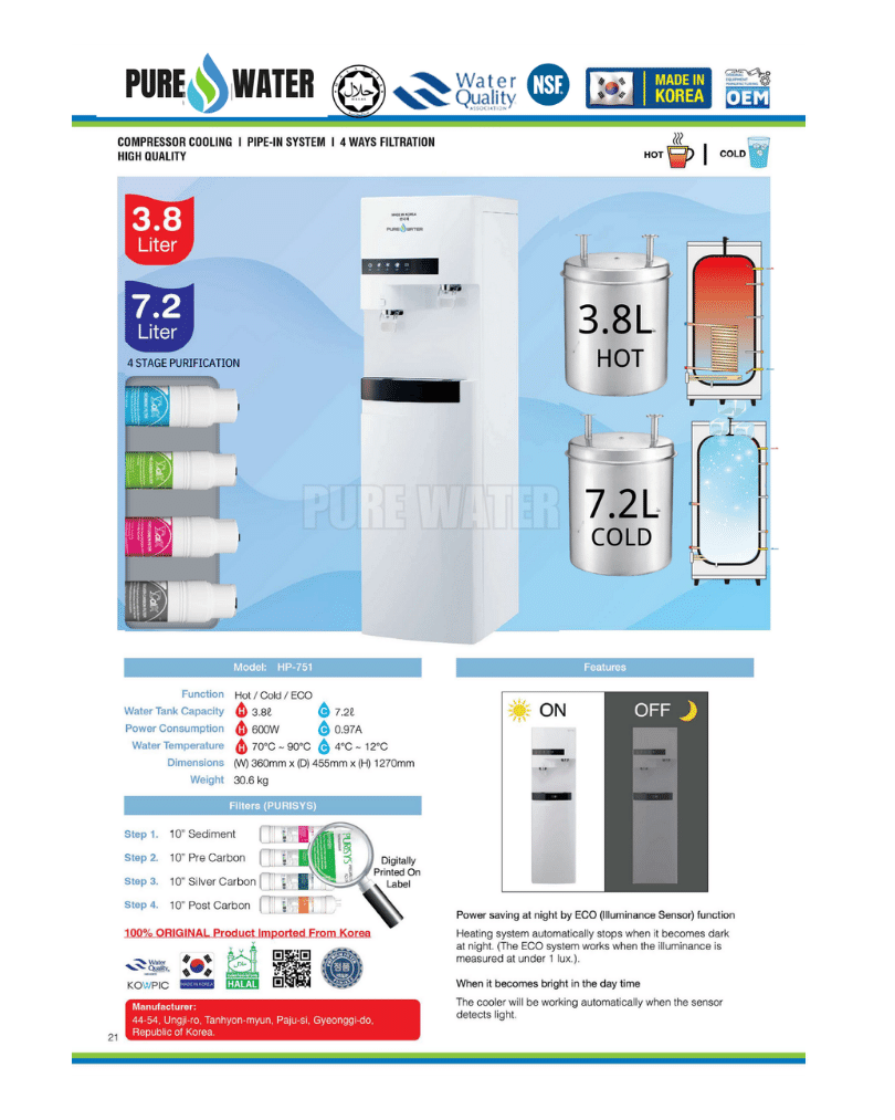 Floorstanding Hot Cold Water Dispenser Big Tank Model HP751 - Image 2