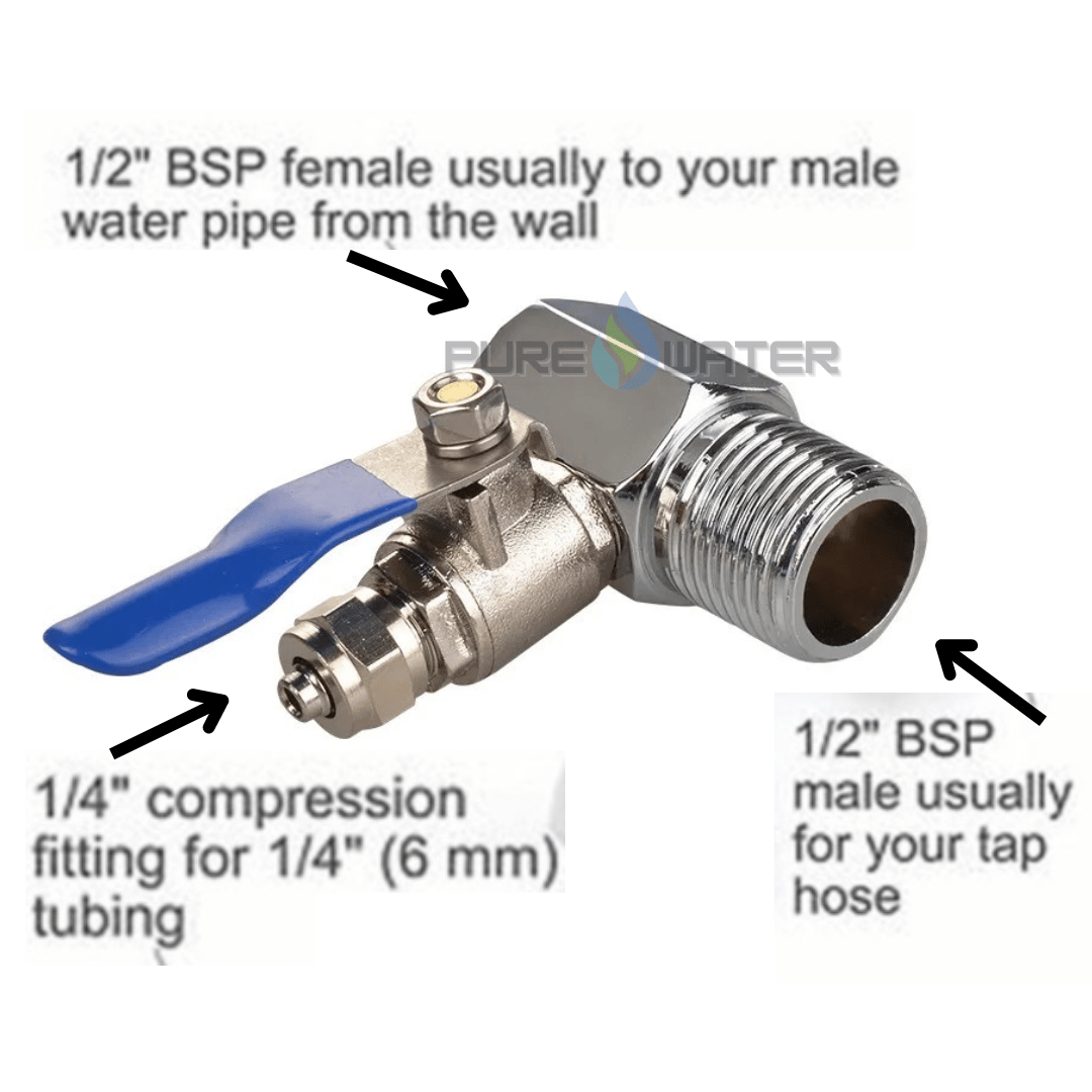 Ro Joint Adapter Connector Tee Inlet 1/2" to 1/4" - Image 2