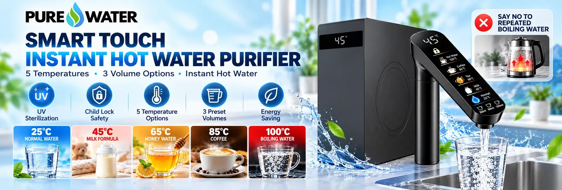 Smart Touch Display Faucet Undersink Water Purifier System